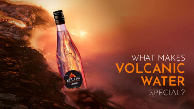 Premium glass bottled volcanic water by Kelzai Indi