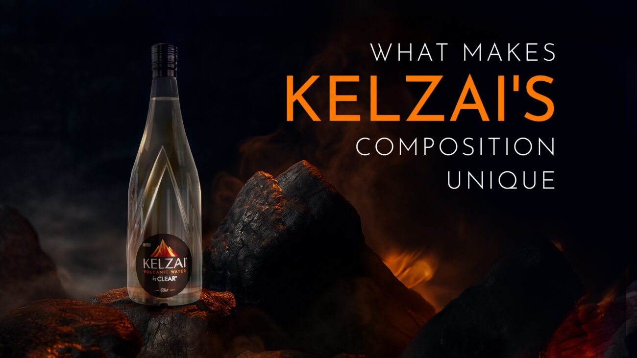 Premium glass bottled Kelzai Volcanic Water for fine dining